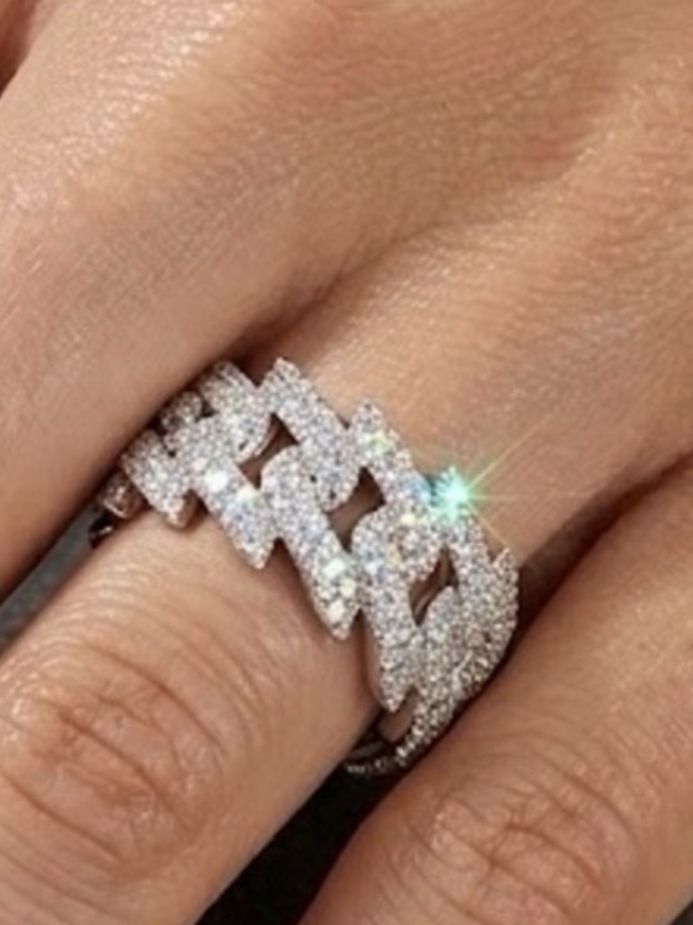 New 2.53ctw Moissanite Cuban Link Statement Ring – GRA Certified - Size 8 & 9